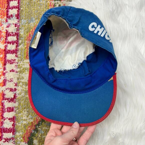 Vintage 80s MLB Chicago Cubs Baseball Hat Cap One Size OS Blue Red White - Picture 8 of 11